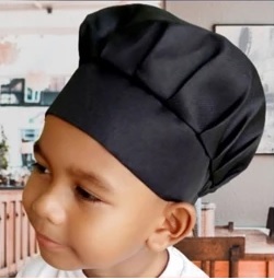 Topi Chef Koki Anak Custom Bordir Nama - Hitam