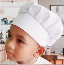 Topi Chef Koki Anak Custom Bordir Nama - Putih
