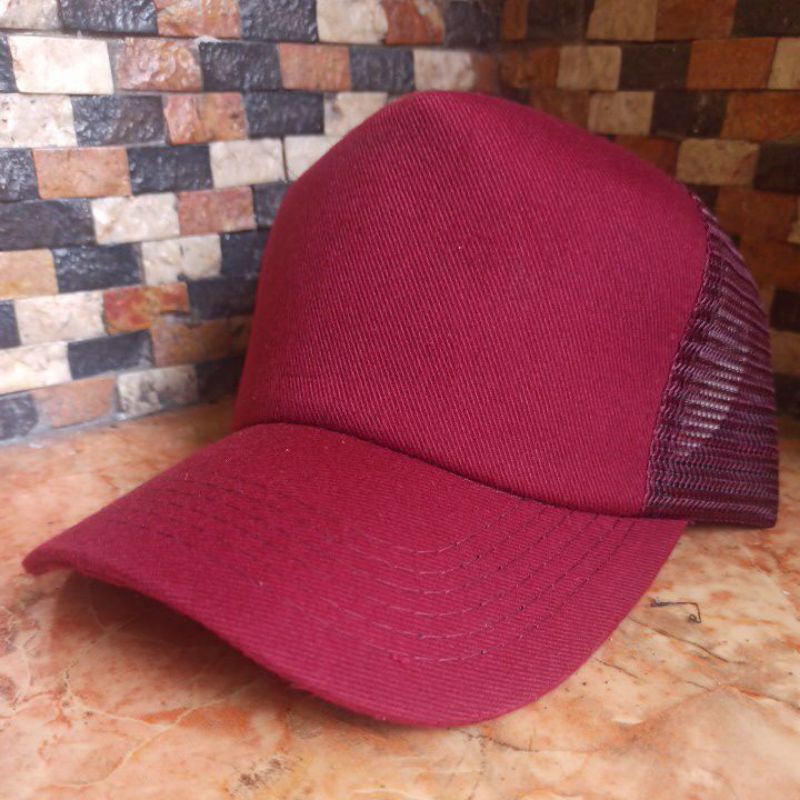Topi Trucker Polos Premium - Maron