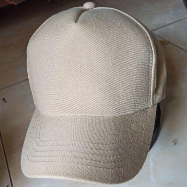 Topi Baseball Polos Rafel 5 Panel Klip  - Krem