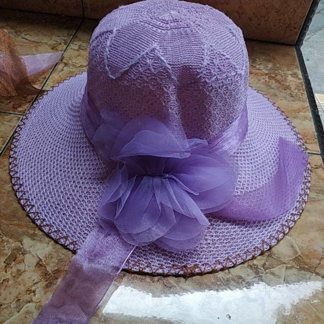 Topi Pantai Dewasa Bunga - Ungu